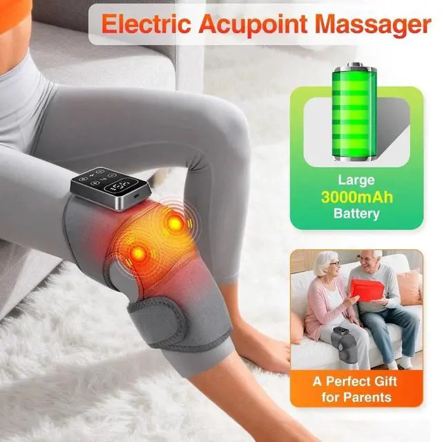Alt view image 5 of 7 - Wireless Knee Massager with Heat Vibration Massage LED Screen Infared Therapy