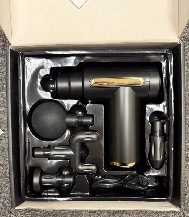 Alt view image 2 of 4 - Massage Gun Percussion Massager Deep Tissue Muscle Vibrating Relaxing + 4 Heads