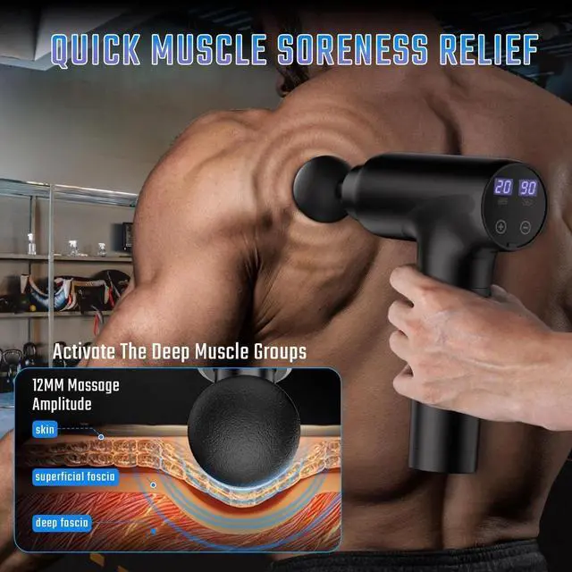 Alt view image 5 of 7 - Massage Gun Deep Tissue, Muscle Massage Gun with 9 Attachment Heads 20 Speeds
