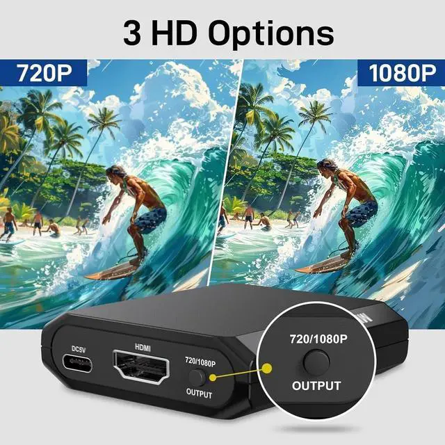Alt view image 2 of 7 - RCA to HDMI Converter, 1080P AV to HDMI Converter