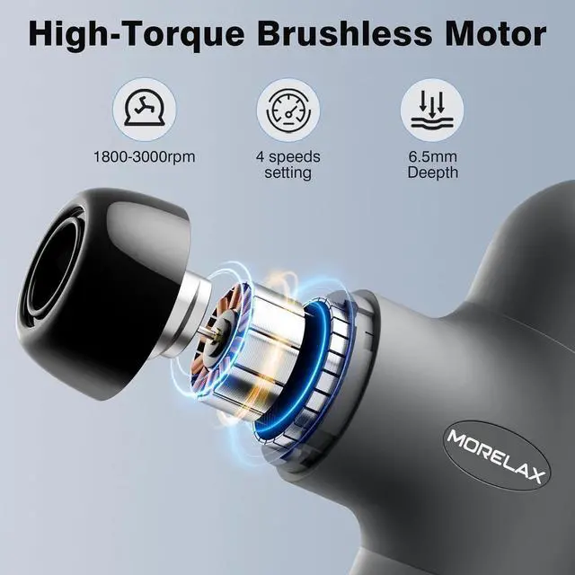 Alt view image 2 of 7 - USB-C Rechargeable Mini Massage Gun Deep Tissue 6 Heads & 6 Speeds Portable