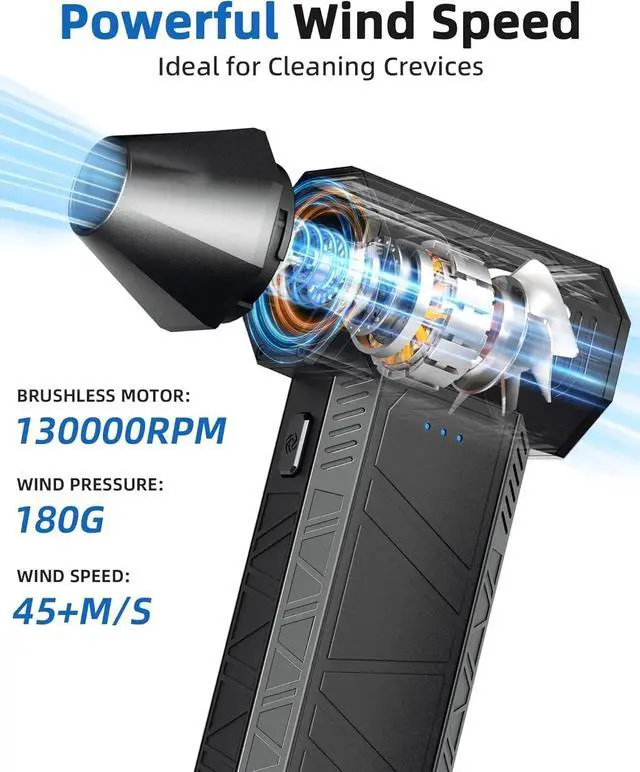 Alt view image 5 of 7 - Compressed Air Duster, 130,000RPM Super Power Electric Air Duster