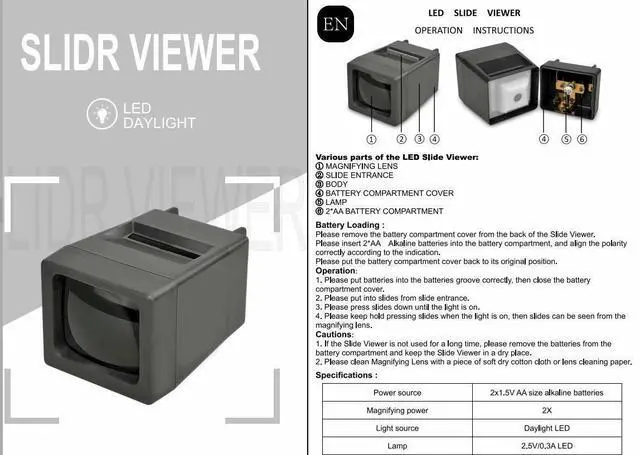 Alt view image 5 of 5 - LED Lighted Illuminated 35mm Slide Viewer(2AA Batteries Included)