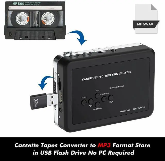 Alt view image 2 of 7 - Cassette Player , Portable Converter Recorder Convert Tapes to Digital MP3