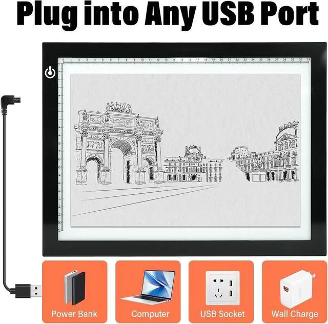 Alt view image 4 of 7 - Ultra-Thin A4 Tracing Light Box, USB LED Light Table with Adjustable Brightness