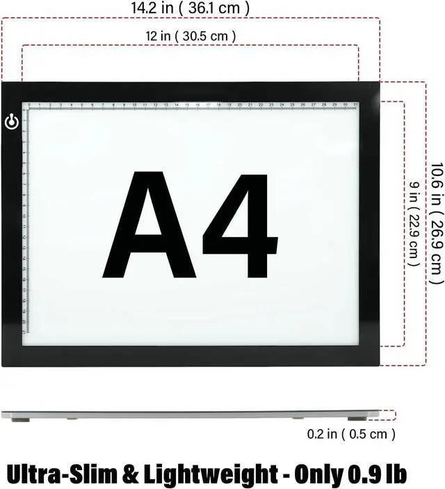 Alt view image 2 of 7 - Ultra-Thin A4 Tracing Light Box, USB LED Light Table with Adjustable Brightness