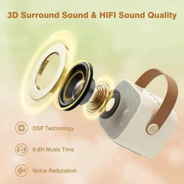 Alt view image 5 of 7 - Mini Portable Karaoke Machine Bluetooth 5.0 PA System With 2 Mic Perfect Singing