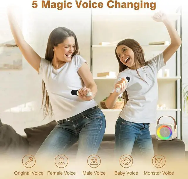 Alt view image 4 of 7 - Mini Portable Karaoke Machine Bluetooth 5.0 PA System With 2 Mic Perfect Singing