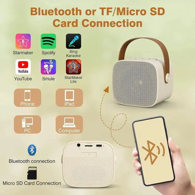 Alt view image 6 of 7 - Mini Portable Karaoke Machine Bluetooth 5.0 PA System With 2 Mic Perfect Singing