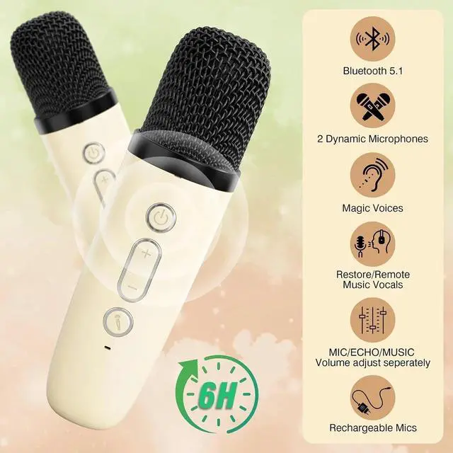 Alt view image 2 of 7 - Mini Portable Karaoke Machine Bluetooth 5.0 PA System With 2 Mic Perfect Singing