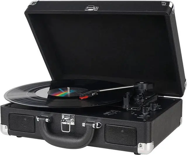 Main image of Vinyl Record Player Wireless Turntable Bluetooth 3-Speed Portable Suitcase RCA