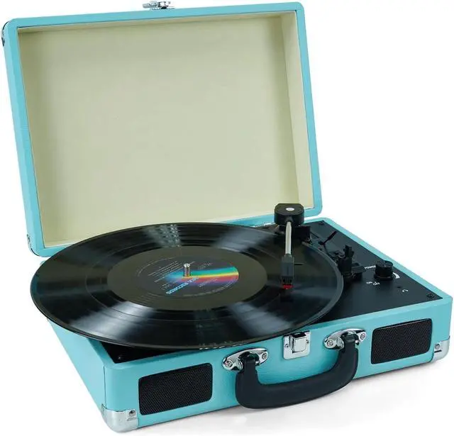 Main image of 3 Speeds Suitcase Portable Record Player RCA Output Aux