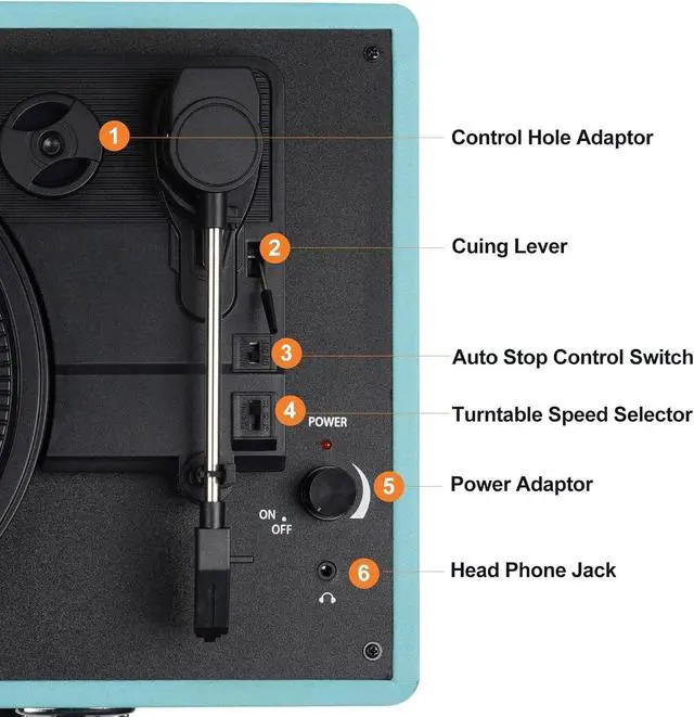 Alt view image 5 of 7 - 3 Speeds Suitcase Portable Record Player RCA Output Aux