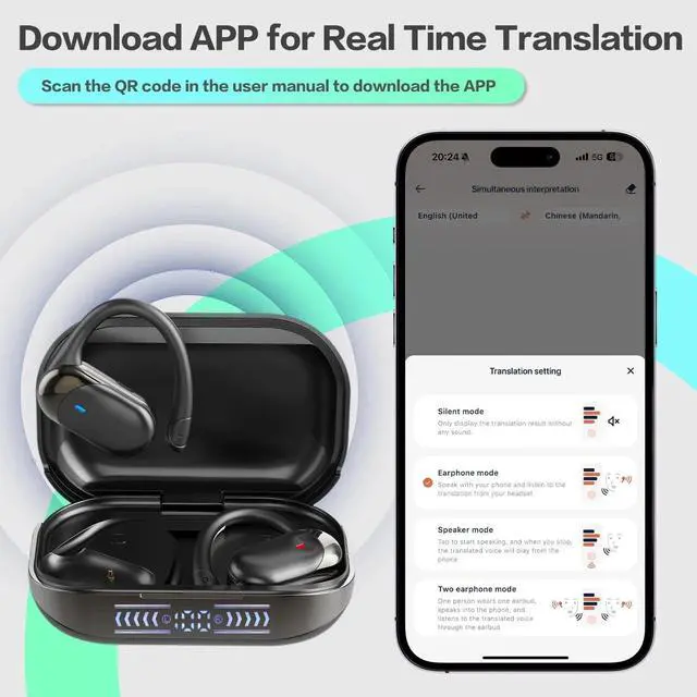 Alt view image 6 of 7 - AI Translation Earbuds Real Time, 144 Language Translator Earbuds for Travel
