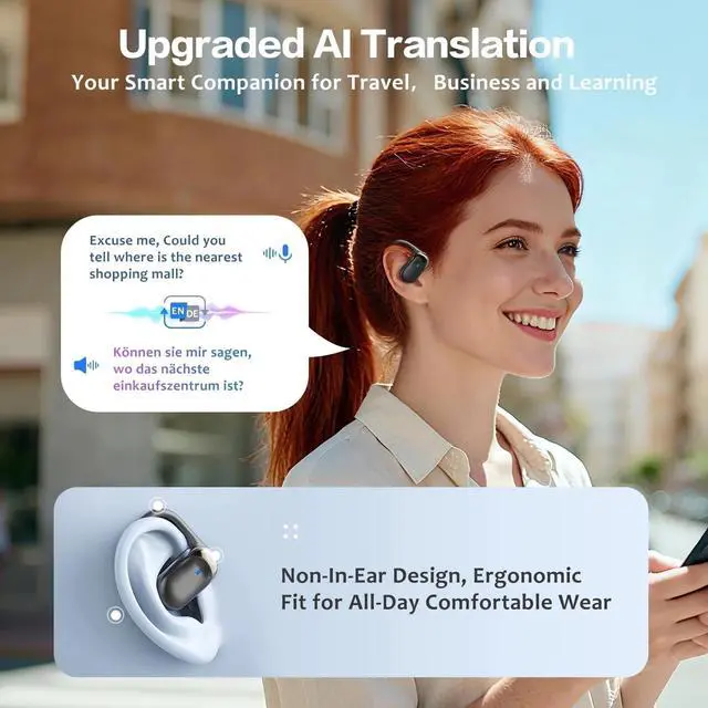 Alt view image 7 of 7 - AI Translation Earbuds Real Time, 144 Language Translator Earbuds for Travel