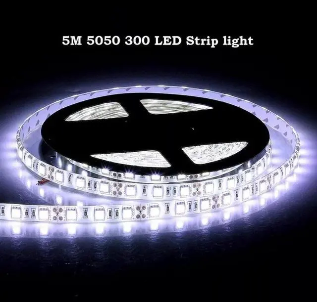 Alt view image 2 of 3 - 12V 16ft SMD 5050 Super Bright Cool White 300 LED Flexible Light Strip 6000K