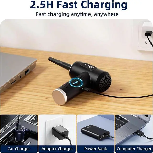 Alt view image 7 of 7 - Compressed Air Duster, 100000RPM Super Power Electric 3-Gear Adjustable Recharge