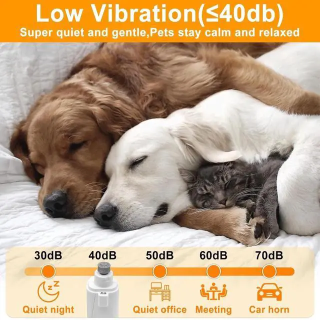 Alt view image 5 of 7 - 3in1 Dog Nail Clipper Grinder with LED Light Electric Quiet Pet Claw File USB