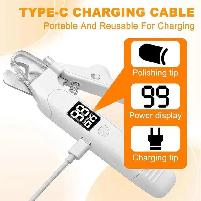 Alt view image 3 of 7 - 3in1 Dog Nail Clipper Grinder with LED Light Electric Quiet Pet Claw File USB