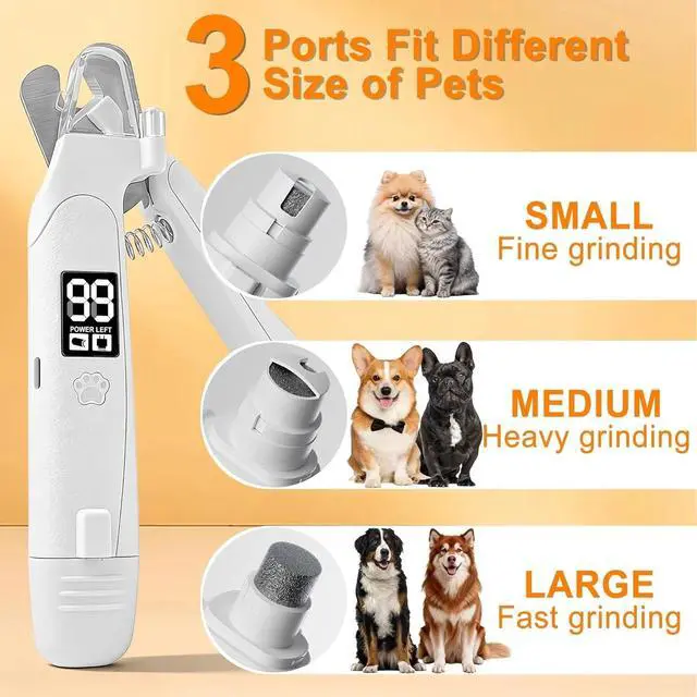 Alt view image 4 of 7 - 3in1 Dog Nail Clipper Grinder with LED Light Electric Quiet Pet Claw File USB