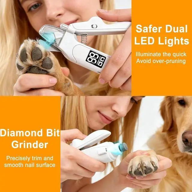 Alt view image 7 of 7 - 3in1 Dog Nail Clipper Grinder with LED Light Electric Quiet Pet Claw File USB