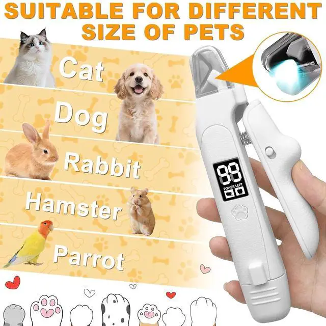 Alt view image 6 of 7 - 3in1 Dog Nail Clipper Grinder with LED Light Electric Quiet Pet Claw File USB