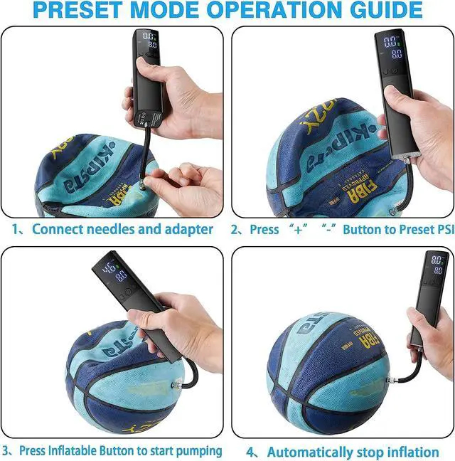 Alt view image 3 of 6 - Electric Ball Pump, Portable Automatic Air Pump Fast Ball Inflation LCD Display