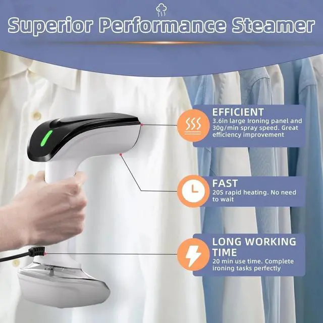 Alt view image 2 of 6 - Powerful Garment Steamer for Clothes,1200W Portable Clothes Steamer Handheld