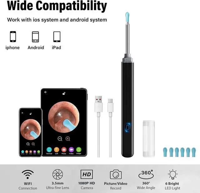 Alt view image 2 of 7 - Ear Wax Remova Ear Wax Remover Tool with 8 Ear Set, Ear Cleaner with Camera