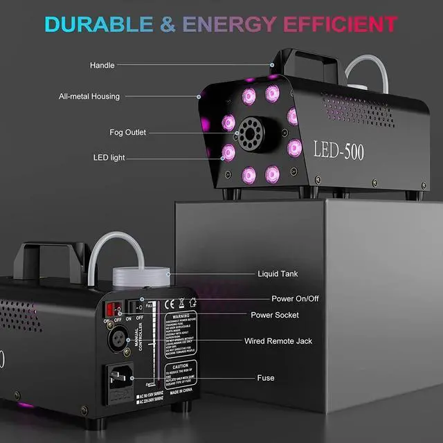 Alt view image 2 of 7 - Smoke Machine, Fog Machine 8 LED Lights ,Wireless Remote Controls