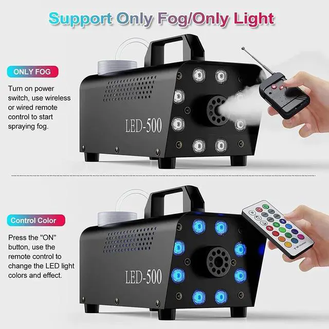 Alt view image 3 of 7 - Smoke Machine, Fog Machine 8 LED Lights ,Wireless Remote Controls