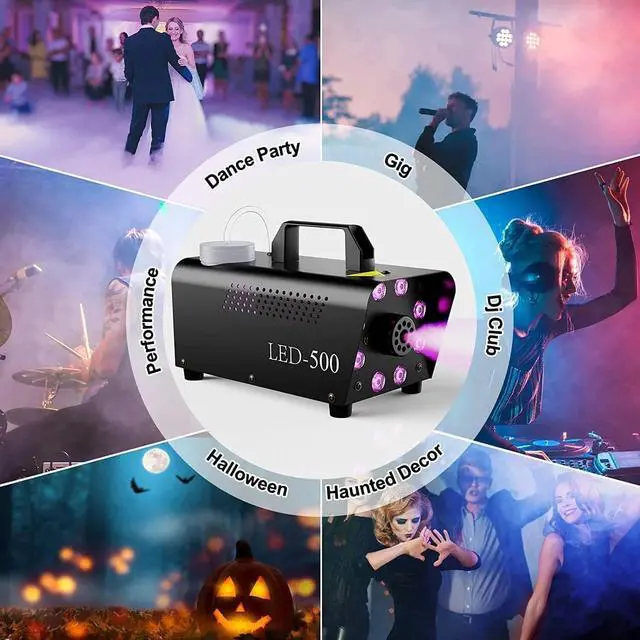 Alt view image 7 of 7 - Smoke Machine, Fog Machine 8 LED Lights ,Wireless Remote Controls