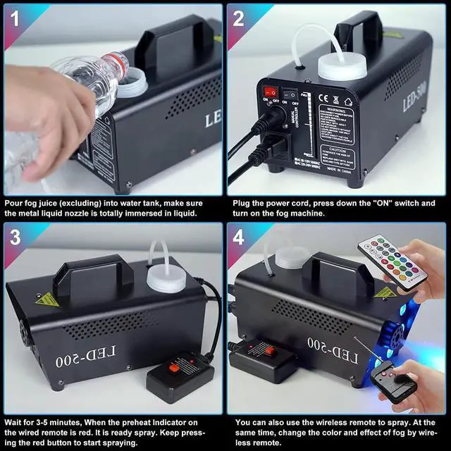 Alt view image 5 of 7 - Smoke Machine, Fog Machine 8 LED Lights ,Wireless Remote Controls