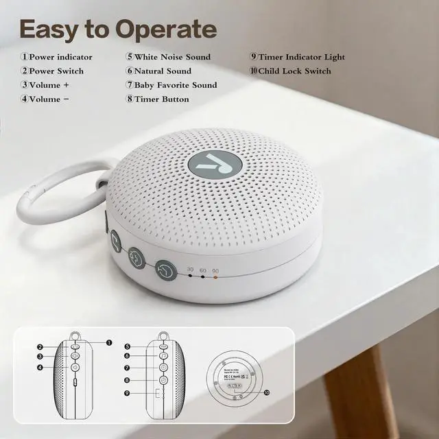 Alt view image 6 of 7 - White Noise Sound Machine, 21 Soothing Sounds 32 Volume Timer for Home Travel
