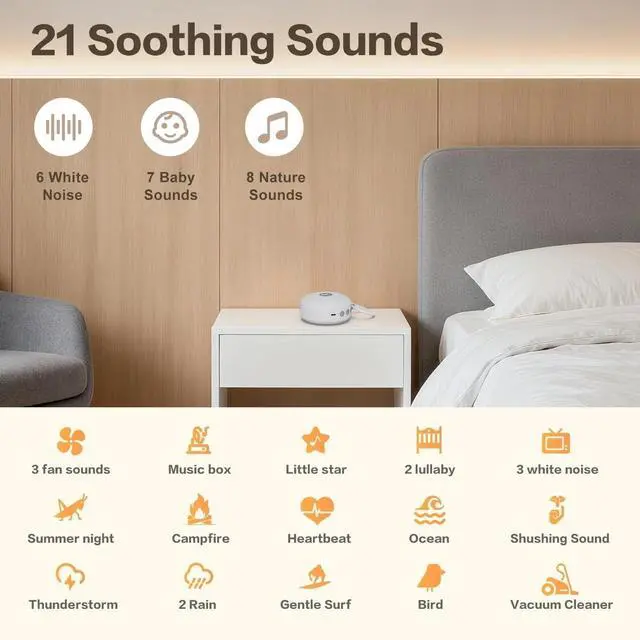 Alt view image 5 of 7 - White Noise Sound Machine, 21 Soothing Sounds 32 Volume Timer for Home Travel