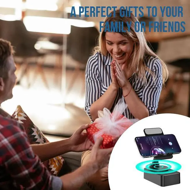 Alt view image 6 of 7 - Cell Phone Stand with Wireless Bluetooth Speaker, LED, Anti-Slip Base HD Sound
