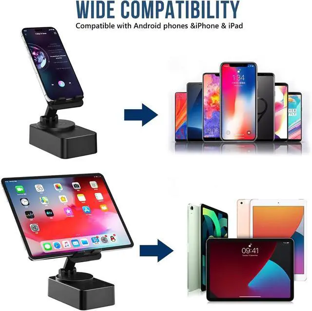 Alt view image 5 of 7 - Cell Phone Stand with Wireless Bluetooth Speaker, LED, Anti-Slip Base HD Sound