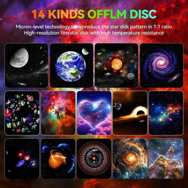 Alt view image 6 of 7 - 14 in 1 Galaxy Projector Planetarium Light Starry Space Night Lamp Room Decor US