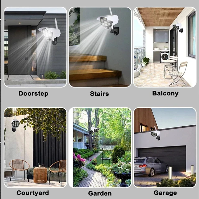 Alt view image 7 of 7 - Solar LED Motion Sensor Light Security Wall Street Yard Outdoor Lamp Fake Camera