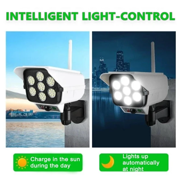 Alt view image 3 of 7 - Solar LED Motion Sensor Light Security Wall Street Yard Outdoor Lamp Fake Camera