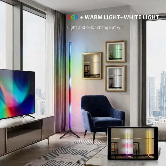 Alt view image 4 of 7 - RGB Floor Lamp Color Changing Corner Lamp Bedroom Ambient Lighting with Remote
