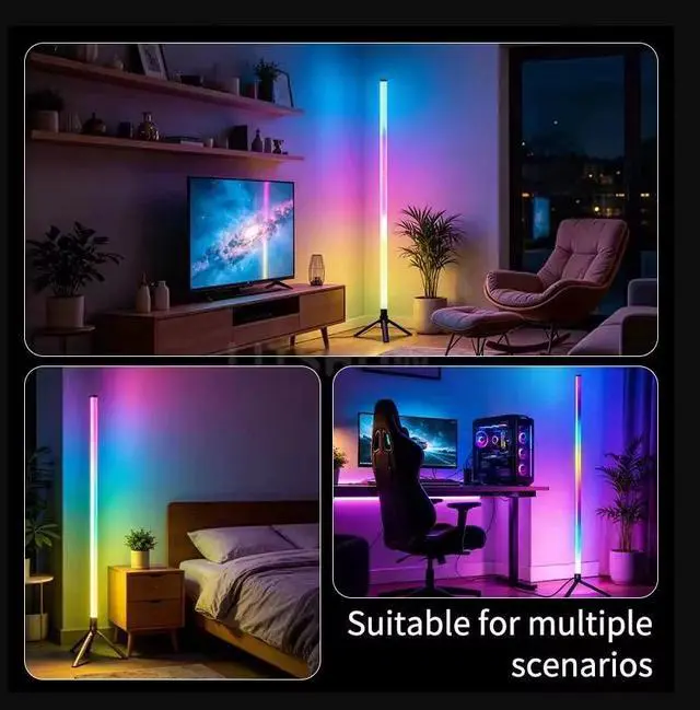 Alt view image 6 of 7 - RGB Floor Lamp Color Changing Corner Lamp Bedroom Ambient Lighting with Remote
