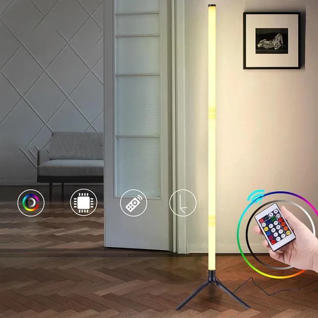 Alt view image 2 of 7 - RGB Floor Lamp Color Changing Corner Lamp Bedroom Ambient Lighting with Remote