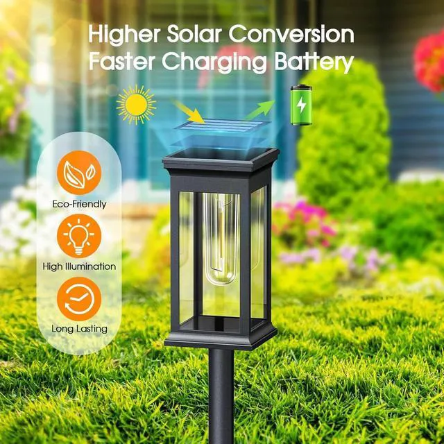 Alt view image 4 of 7 - 8 Pack Solar Garden Lights Waterproof Landscape LED Lights Outdoor Pathway Yard