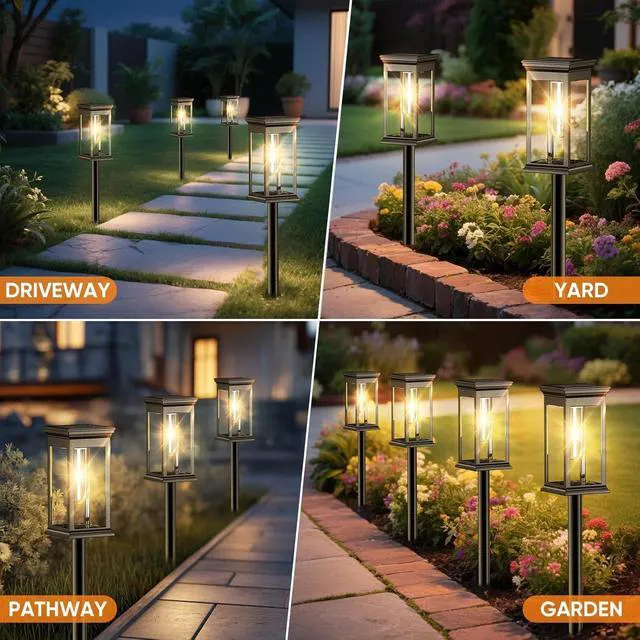 Alt view image 6 of 7 - 8 Pack Solar Garden Lights Waterproof Landscape LED Lights Outdoor Pathway Yard