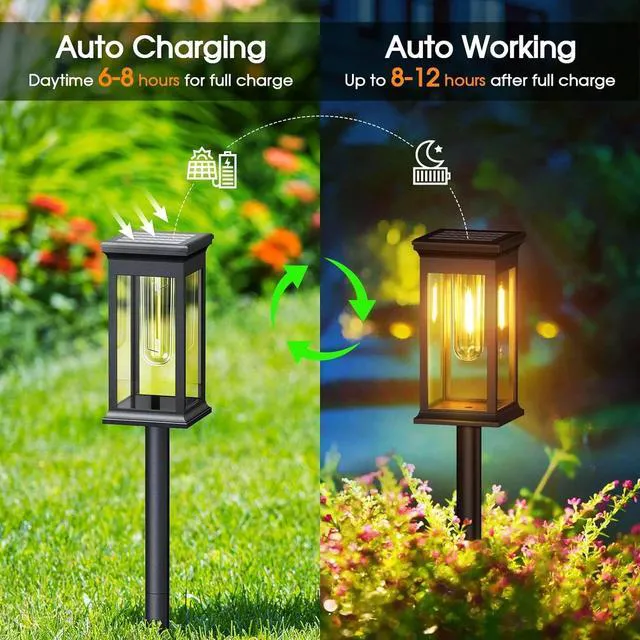 Alt view image 3 of 7 - 8 Pack Solar Garden Lights Waterproof Landscape LED Lights Outdoor Pathway Yard