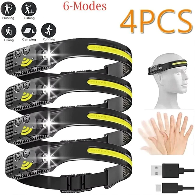 Main image of 4PCS COB LED Headlamp Work Light Headlight Bar Torch Head Band Lamp Rechargeable