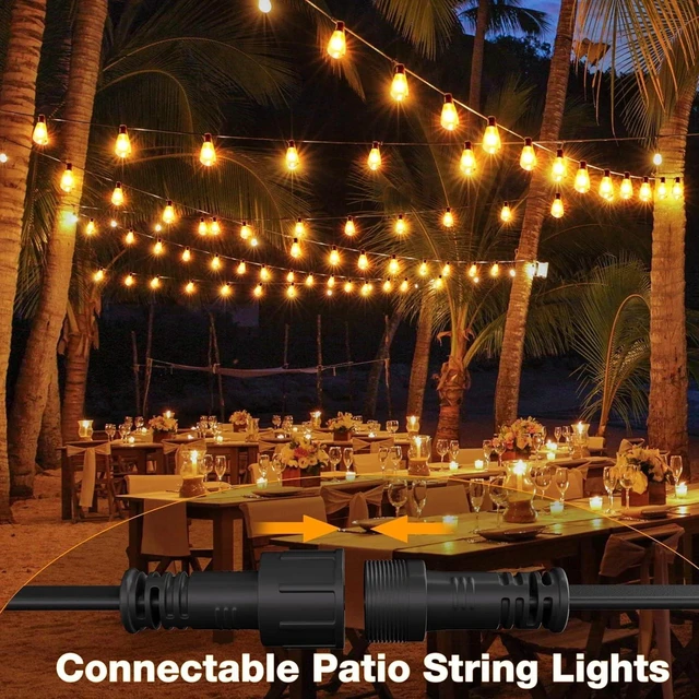 Alt view image 3 of 7 - 50FT LED String Lights Hanging Patio Edison Light for Porch Cafe Bistro Backyard