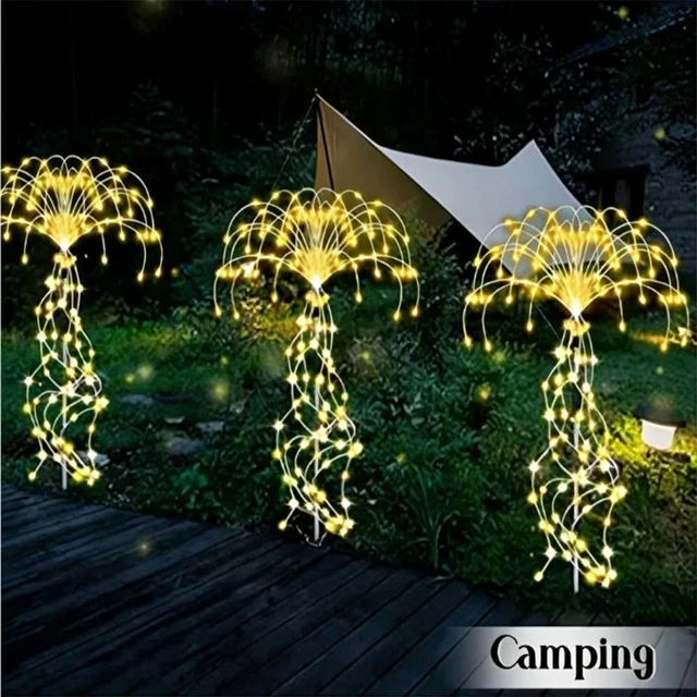 Alt view image 5 of 7 - 2 PCS Solar Firework Stake Lights 250 LED Garden Outdoor Pathway Lamp Waterproof