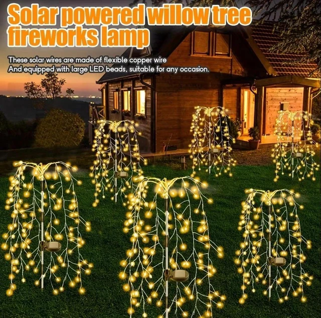 Alt view image 4 of 7 - 2 PCS Solar Firework Stake Lights 250 LED Garden Outdoor Pathway Lamp Waterproof